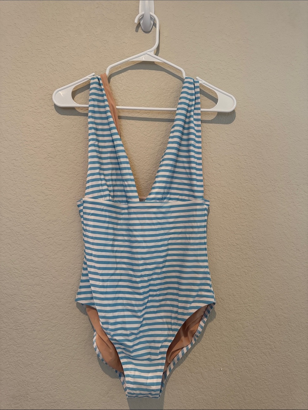 Striped Blue & White One-Piece Swimsuit